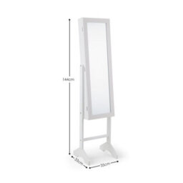 Julian Bowen Prima White Rectangular Freestanding Mirror With Hidden Internal Jewellery Storage, Height: 144 X Width: 34 X Depth: 35Cm - thumbnail 7
