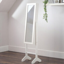 Julian Bowen Prima White Rectangular Freestanding Mirror With Hidden Internal Jewellery Storage, Height: 144 X Width: 34 X Depth: 35Cm - thumbnail 1