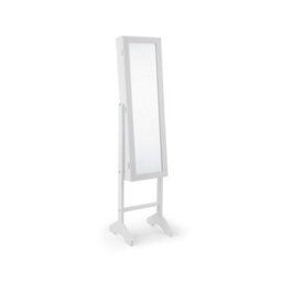 Julian Bowen Prima White Rectangular Freestanding Mirror With Hidden Internal Jewellery Storage, Height: 144 X Width: 34 X Depth: 35Cm - thumbnail 3