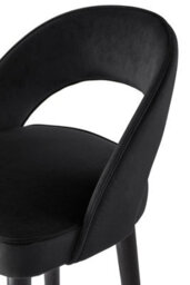my furniture Rossini Bar Stool - Black, Velvet Upholstery, Solid Ash Legs, Chrome Footrest - thumbnail 3