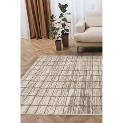 Melrose Cadiz Grey Metallic Line Effect Large Indoor Area Rug 160/230Cm - image 1