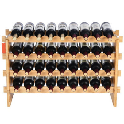 36 Bottle Stackable Modular Wine Rack Bamboo Wood - image 1