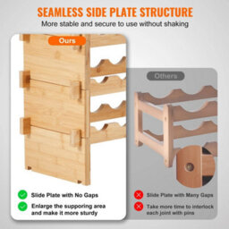 36 Bottle Stackable Modular Wine Rack Bamboo Wood - thumbnail 4