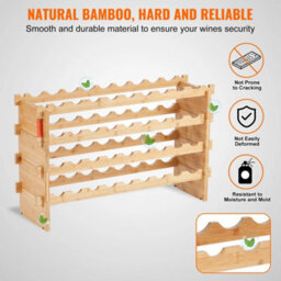 36 Bottle Stackable Modular Wine Rack Bamboo Wood - thumbnail 6