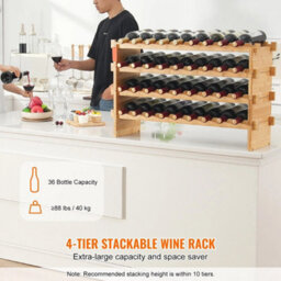 36 Bottle Stackable Modular Wine Rack Bamboo Wood - thumbnail 2