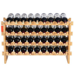 36 Bottle Stackable Modular Wine Rack Bamboo Wood