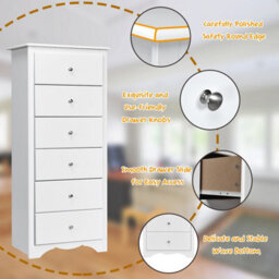 Costway Chest Of Drawers Free Standing 6 Drawers Wooden Storage Cabinet W/ Metal Handles - thumbnail 7