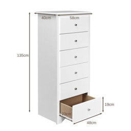 Costway Chest Of Drawers Free Standing 6 Drawers Wooden Storage Cabinet W/ Metal Handles - thumbnail 2