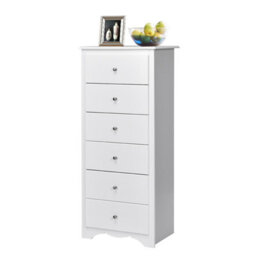 Costway Chest Of Drawers Free Standing 6 Drawers Wooden Storage Cabinet W/ Metal Handles - thumbnail 1