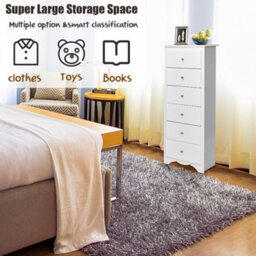 Costway Chest Of Drawers Free Standing 6 Drawers Wooden Storage Cabinet W/ Metal Handles - thumbnail 8