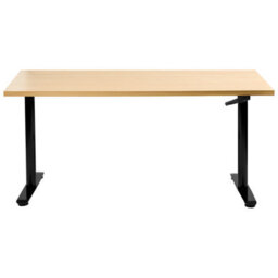 Beliani Manual Adjustable Standing Desk Destinas Black/ Light Brown 160 Cm 72 Cm - thumbnail 5