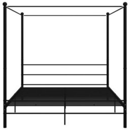 Berkfield Canopy Bed Frame Black Metal 180X200 Cm 6Ft Super King - thumbnail 4