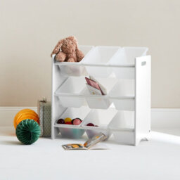 Sweeek - Children's Toy Storage Unit With 9 Baskets Tobias White 64X29.5X60 Cm