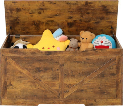 Xample Wooden Toy Box Kids Bench And Storage Chest With Flip Top Lid, Safety Hinges & Handles, Farmhouse Style Organizer For Kids Storage - image 1
