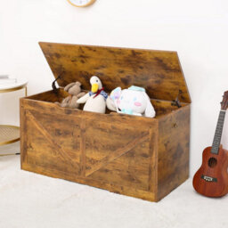 Xample Wooden Toy Box Kids Bench And Storage Chest With Flip Top Lid, Safety Hinges & Handles, Farmhouse Style Organizer For Kids Storage - thumbnail 2