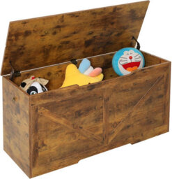 Xample Wooden Toy Box Kids Bench And Storage Chest With Flip Top Lid, Safety Hinges & Handles, Farmhouse Style Organizer For Kids Storage - thumbnail 5