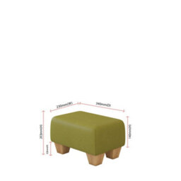Lime Green Natural Wood Chunky Legs Faux Leather Small Footstool  Handmade Uk By Footstools Direct - thumbnail 2