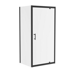Sundaze 1000mm Pivot Door Shower Enclosure Matt Black Framed 800mm With Side Panel, White Slate Effect Shower Tray & Waste - thumbnail 2