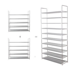 Ehc Shoe Rack 5 Tier, Shoe Storage Organiser, Stackable Shoe Rack, Shoe Shelf For Hallway, Living Room, Bedroom - thumbnail 5