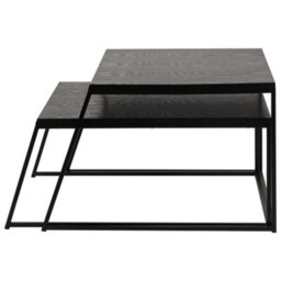 Pacific Lifestyle Nest Of 2 Black Ash And Metal Coffee Tables, Nesting Set For Living Room, Mashiko - thumbnail 3
