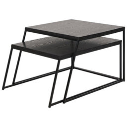Pacific Lifestyle Nest Of 2 Black Ash And Metal Coffee Tables, Nesting Set For Living Room, Mashiko - thumbnail 4