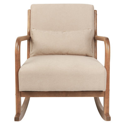 Wyld And Coco Heritage Rockhaven Beige Fabric Rocking Chair With Rubberwood Legs - W66 X D79 X H82Cm - image 1
