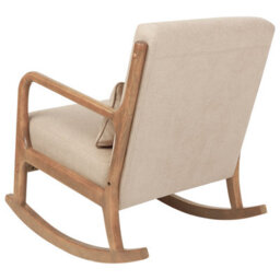 Wyld And Coco Heritage Rockhaven Beige Fabric Rocking Chair With Rubberwood Legs - W66 X D79 X H82Cm - thumbnail 5