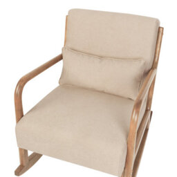Wyld And Coco Heritage Rockhaven Beige Fabric Rocking Chair With Rubberwood Legs - W66 X D79 X H82Cm - thumbnail 6