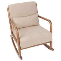 Wyld And Coco Heritage Rockhaven Beige Fabric Rocking Chair With Rubberwood Legs - W66 X D79 X H82Cm - thumbnail 7