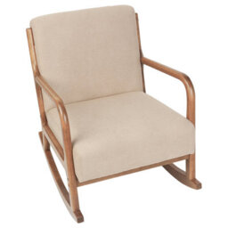 Wyld And Coco Heritage Rockhaven Beige Fabric Rocking Chair With Rubberwood Legs - W66 X D79 X H82Cm - thumbnail 8