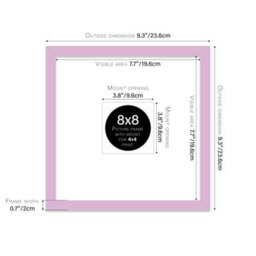 "8X8"" Lilac Picture Frame - 8X8"" Square Frame With 4X4"" Mount For 8X8""/4X4"" Pictures Luxurious Style Photo Display, 1 Pack" - thumbnail 2