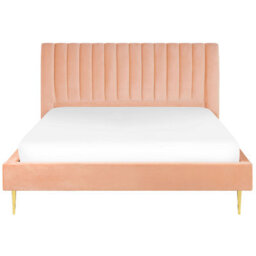 Beliani Bed Velvet Marville 180 X 200 Cm (Eu Super King) Peach Pink - thumbnail 5