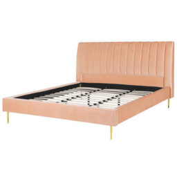 Beliani Bed Velvet Marville 180 X 200 Cm (Eu Super King) Peach Pink - thumbnail 4