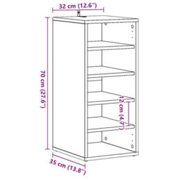 Vidaxl Shoe Cabinet Black 31.5X35X70 Cm Engineered Wood - thumbnail 3