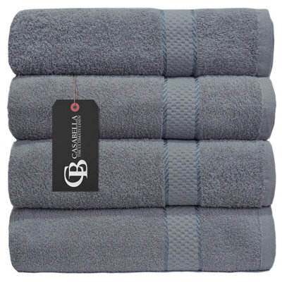 Casabella Towels Luxury 4 Pack Bath Sheets 100% Cotton Super Soft Quick Dry Highly Absorbent Bathroom Towels Silver - image 1