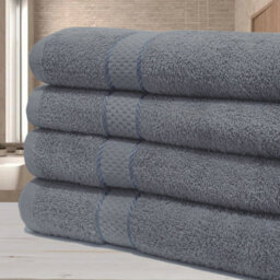 Casabella Towels Luxury 4 Pack Bath Sheets 100% Cotton Super Soft Quick Dry Highly Absorbent Bathroom Towels Silver - thumbnail 6