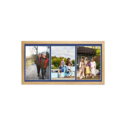AK Frames 16X8 Navy Blue Sleek Multi Photo Frame With Blue Mount - Holds 3 Apertures (3X) 7X5 Photos - thumbnail 1