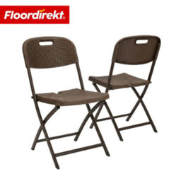 Floordirekt Niigata Folding Garden Chairs 2 Pack Rattan Look Weather Resistant Balcony Camping Patio Brown 57 X 46 X 83 Cm - thumbnail 1