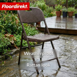 Floordirekt Niigata Folding Garden Chairs 2 Pack Rattan Look Weather Resistant Balcony Camping Patio Brown 57 X 46 X 83 Cm - thumbnail 4