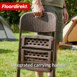 Floordirekt Niigata Folding Garden Chairs 2 Pack Rattan Look Weather Resistant Balcony Camping Patio Brown 57 X 46 X 83 Cm - thumbnail 5