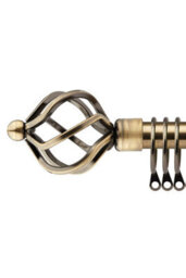 16-19mm Cage Extendable  Metal Curtain Pole Set Brass 120-210Cm