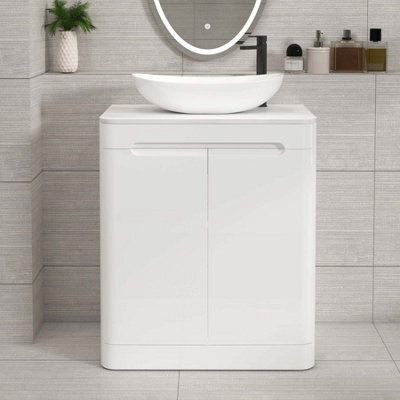 Royal Bathrooms Venice 700mm Gloss White Freestanding Bathroom Countertop Vanity Unit 2 Door With Cesar Basin - image 1
