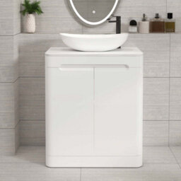 Royal Bathrooms Venice 700mm Gloss White Freestanding Bathroom Countertop Vanity Unit 2 Door With Cesar Basin - thumbnail 1