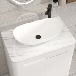 Royal Bathrooms Venice 700mm Gloss White Freestanding Bathroom Countertop Vanity Unit 2 Door With Cesar Basin - thumbnail 6