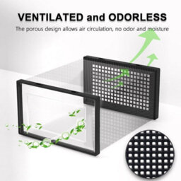 Black 12X Clear Stackable Plastic Shoe Storage Boxes Organiser Rack - thumbnail 3