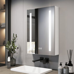 Emke Led Bathroom Mirror Cabinet Bathroom Wall Mirror Cabinet With Shaver Socke Anti Fog, Dimmable & 3 Colors 50L X 70H X 14.5D Cm