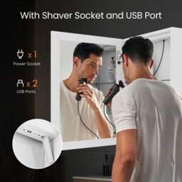 Emke Led Bathroom Mirror Cabinet Bathroom Wall Mirror Cabinet With Shaver Socke Anti Fog, Dimmable & 3 Colors 50L X 70H X 14.5D Cm - thumbnail 2