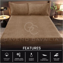 Gc Gaveno Cavailia Teddy Bear Plain Fitted Sheet Single Mink Fleece Thermal Warm Super Soft & Warm Fluffy Fitted Bed Sheet - thumbnail 2