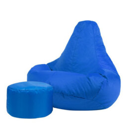 Icon Dalton Adults High Back  Indoor Outdoor Bean Bag Chair & Footstool Pouffe Blue - thumbnail 1