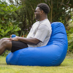 Icon Dalton Adults High Back  Indoor Outdoor Bean Bag Chair & Footstool Pouffe Blue - thumbnail 2